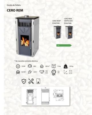 Estufa de Pellets Nueva CERO 10 kW CAST1024