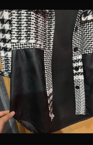 Chaqueta oversize cuadros blanco y negro