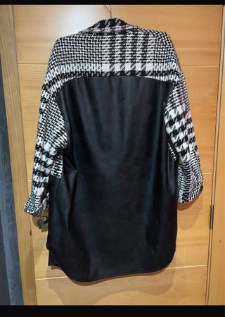 Chaqueta oversize cuadros blanco y negro