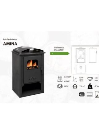 Estufa de leña Amina Nueva 6Kw CAST1013