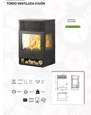 Estufa leña Nueva Ventilada Visión CAST197004