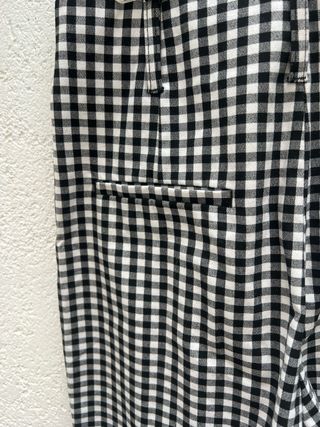 Pantalón estampado vichy cintura alta