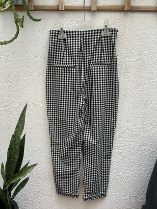 Pantalón estampado vichy cintura alta