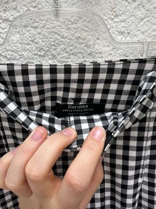 Pantalón estampado vichy cintura alta