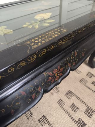 Mesa Centro Oriental Negra Cristal y Madera