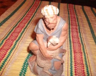 Figura pastor belén con cordero 20 cms