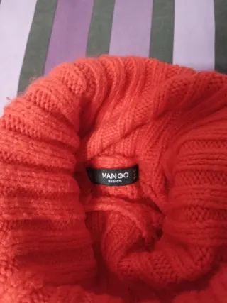 Jersey de lana rojo cuello alto talla única