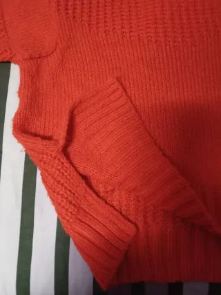 Jersey de lana rojo cuello alto talla única