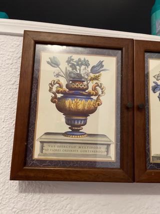 Cuadro/Portallaves Vintage con Flores 44x28