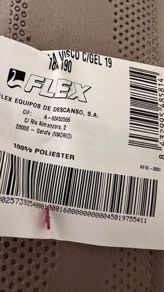 Colchón Visco Gel FLEX 180x190