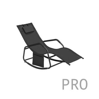 Sedia a dondolo SONGMICS con cuscino regolabile nero