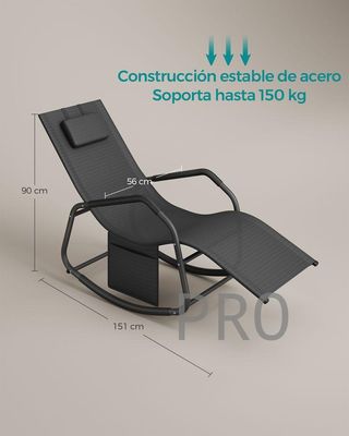 Sedia a dondolo SONGMICS con cuscino regolabile nero