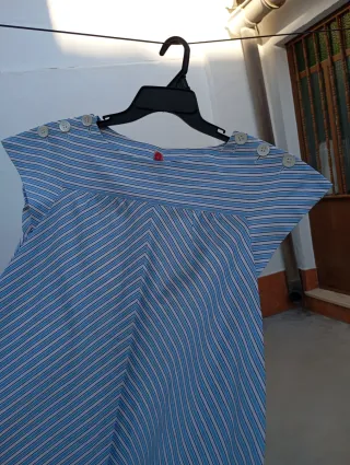 Vestido premamá rayas azules y blancas