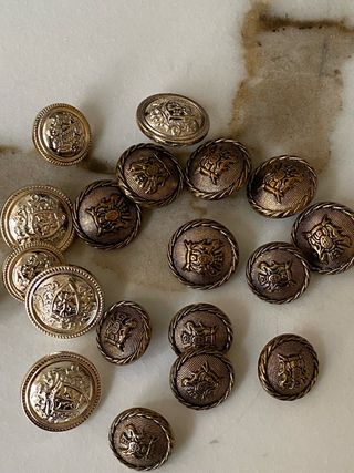 Bottoni metallici con scudo oro e argento