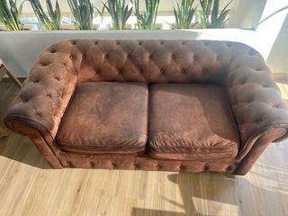 Sofá Chester 2 plazas antelina marrón