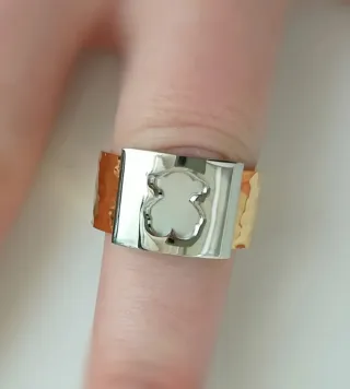 Anillo bicolor baño oro.