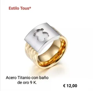 Anillo bicolor baño oro.