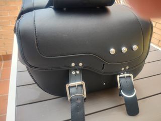 Alforjas Moto Custom Cuero Negro