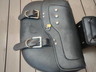 Alforjas Moto Custom Cuero Negro