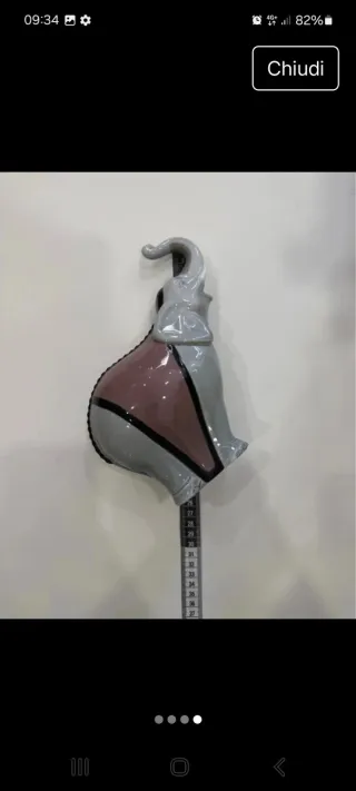 Nao Lladrò Elefante Ceramica Grigio Rosa