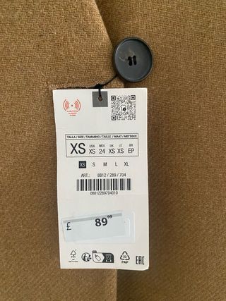 Abrigo Zara Lana Bicolor Negro y Camel Nuevo