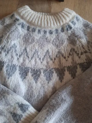 Jersey mujer greca gris y blanco