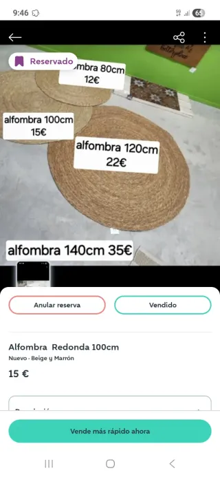 Set di tappeti rotondi in corda di giunco