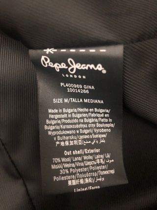 Abrigo Pepe Jeans Negro Talla M