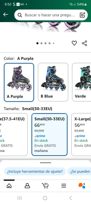 Patines en línea niña talla 30-33