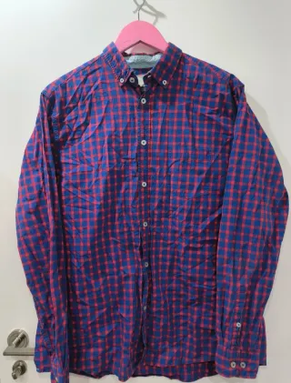 Camisa manga larga de cuadros rojo y azul de Easy