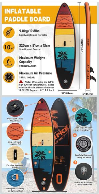 Tabla de Paddle Surf ALLPICK Atardecer Naranja