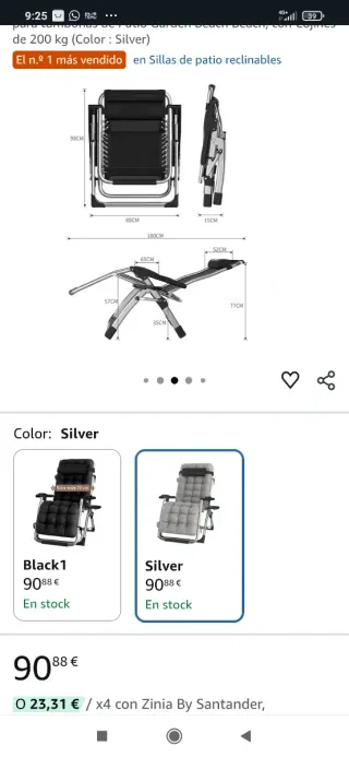 Amache pieghevoli grandi Silver