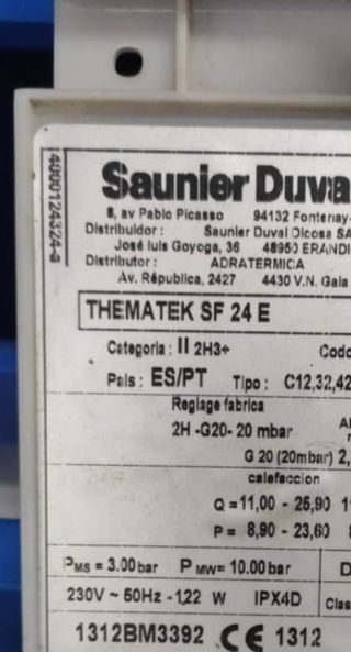 DESPIECE CALDERA SAUNIER THEMATEK SF 24 E