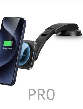 Caricabatterie Magnetico Wireless HaloLock per cruscotto, compatibile con MagSafe, supporto per iPhone 15/15 Plus/15 Pro/15 Pro Max e iPhone 14/13/12, Nero