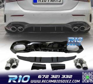DIFUSOR MERCEDES CLASE A V177 AMG 18- SEDAN LOOK A45 + COLAS