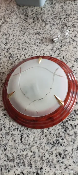 Plafón de techo E-27 madera y cristal