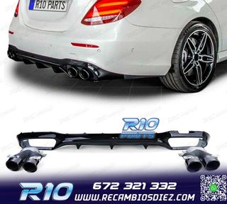 DIFUSOR MERCEDES CLASE E W213 SEDAN 16-19 LOOK AMG E53 NEGRO