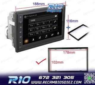RADIO 9" GPS ANDROID 13 2DIN TÁCTIL BLUETOOTH USB SD