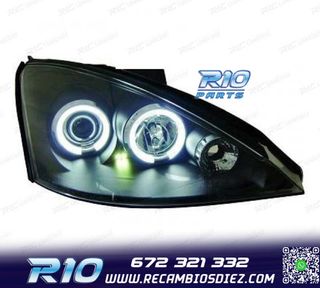 FAROS FORD FOCUS 98-01 OJOS ANGEL LED FONDO NEGRO