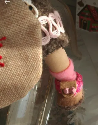 2 bambole stoffa dipinte a mano