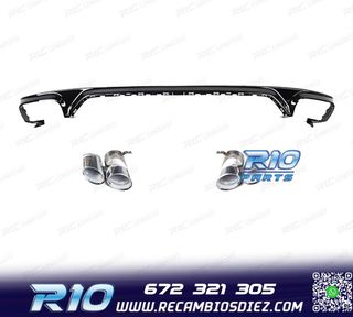 DIFUSOR AUDI Q8 19-23 LOOK SQ8 NEGRO + COLAS ESCAPE CROMO