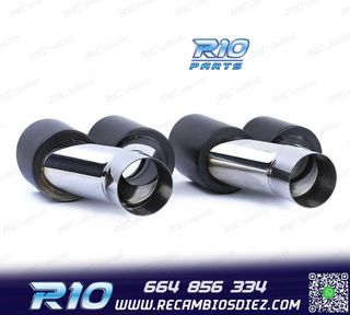 COLAS ESCAPE SALIDA DOBLE UNIVERSAL 2x 89MM ACERO INOX NEGRO