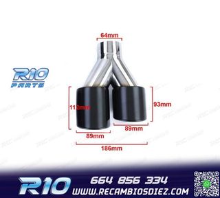 COLAS ESCAPE SALIDA DOBLE UNIVERSAL 2x 89MM ACERO INOX NEGRO