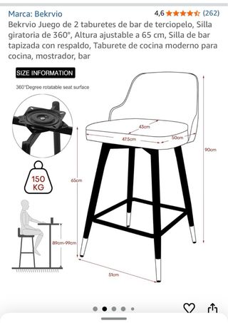 Taburete giratorio 360° patas fijas