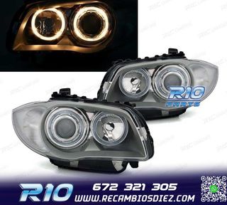 FAROS BMW E81 E87 E82 E88 OJOS ANGEL FONDO CROMO GRIS