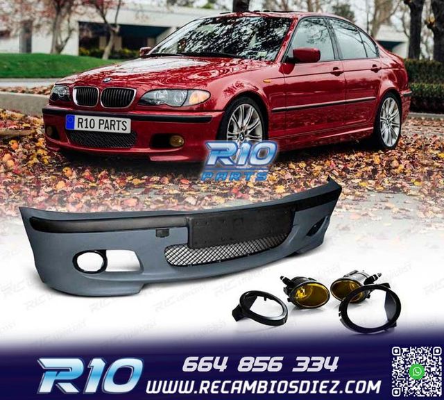 PARAGOLPES DELANTERO BMW E46 99-05 LOOK M + NIEBLAS AMARILLO