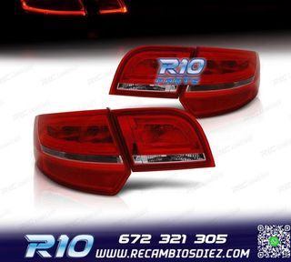 PILOTOS AUDI A3 8PA SPORTBACK 04-08 LED LIGHT BAR ROJO CROMO