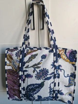 Bolso Hombro  100% Algodón Acolchado. Floral