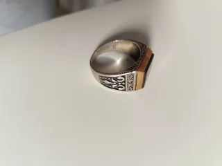 Anillo Plata Hombre Piedra Granate