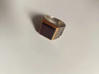 Anillo Plata Hombre Piedra Granate